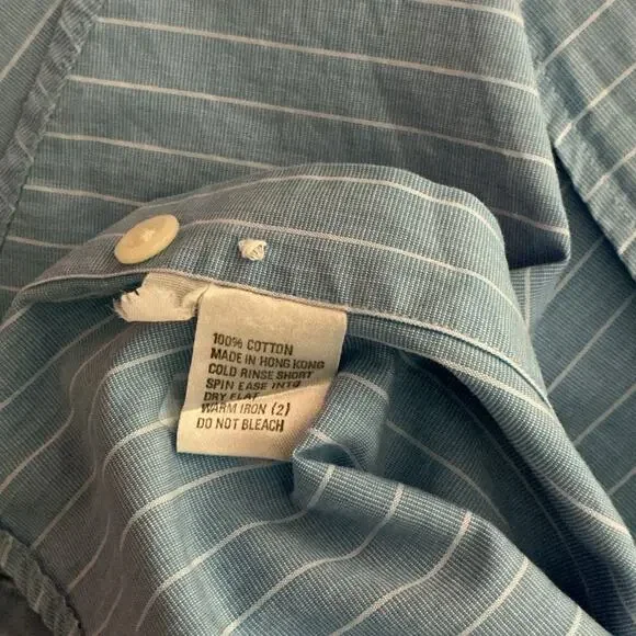 Valentino Uomo Blue Pinstripe Cotton Button Down Shirt Mens 15.5 34 35 - Picture 8 of 9